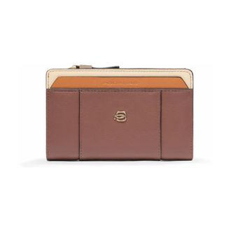 Piquadro Accessoires, Dames, Bruin, ONE Size, Womens bifold wallet with coin pocket, credit card slots and Rfid protection