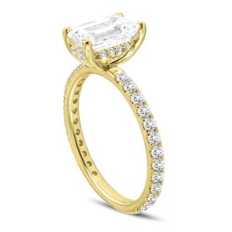 LuvMyJewelry Zina 14K Gold Emerald Cut Hidden Halo Lab Grown Diamond Engagement Ring - 2.5 Ct in 14K Yellow Gold at Nordstrom, Size 6.5