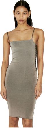 Isa Boulder Gebreide Midi Jurk - Dames - Korte kleedjes - Grijs - L - Rayon - Kleedjes