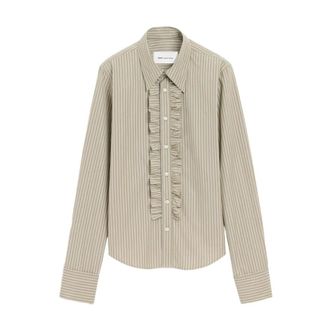 Ami Shirts, female, Gray, Size: XS Ruffled Adjusted Shirt