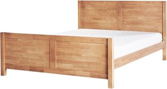 Beliani Cama Con Somier Y Cabecero De Madera De Caucho Clara 160 X 200 Cm Champagnat