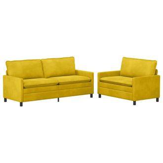 vidaXL Juego De Sof&aacute; 2 Uds. Amarillo Terciopelo Vidaxl