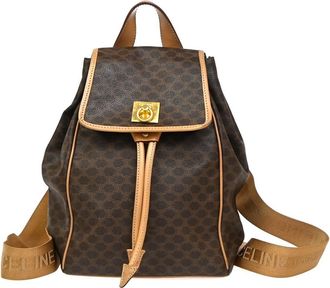 Celine Vintage Backpack Macadam Canvas Brown Pvc Backpack Bag (Pre-Owned)