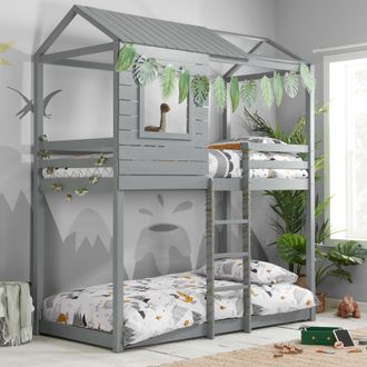 Birlea Solid Wood Bunk Beds Adventure 3FT Single Bed Pine Frame in Grey