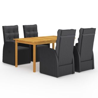 vidaXL Juego De Comedor Para Jard&iacute;n 5 Piezas Negro Vidaxl