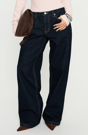 Princess Polly Serenitia Relaxed Jeans in Dark Raw Wash at Nordstrom, Size 10
