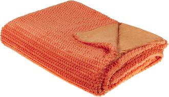 Beliani Beliani - Manta De Poli&eacute;ster Naranja 150 X 200 Cm Colcha Cubrecama Pelo Suave Accesorio Bjas