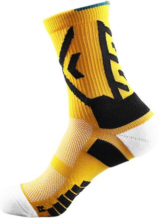 Generic Basketball Socks Cushioned Athletic Sports Crew Socks For Men & Women Accessories for Home Workout Daily Life (Yellow, One Size)