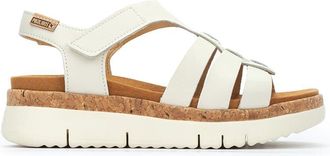 Pikolinos Womens Palm Leather Wedge Sandals, Cream, 3 UK