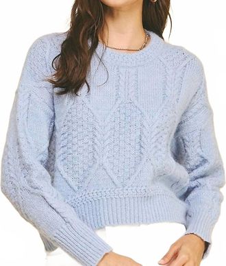 Pinch Design Textured Crop Knit Sweater In Baby Blue