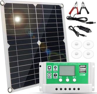 OEM Kit De Panel Solar De 20 W + Controlador De Carga Solar De 60 A Para Carga De Bater&iacute;as De 12 V En Sistemas Aislados De La Red El&eacute;ctrica En Autocaravan
