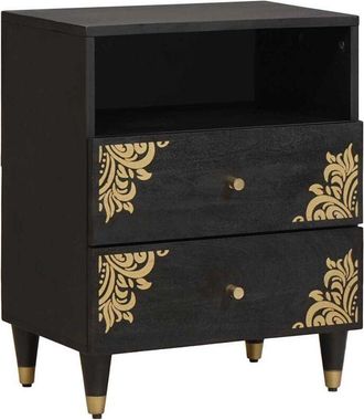 vidaXL Armario De Noche Negro 50 X 33 X 62 Cm Madera De Mango Maciza Vidaxl