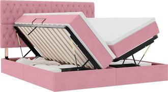 vidaXL Cama De Almacenamiento Led Con Colch&oacute;n Rosa 180 X 200 Cm Vidaxl