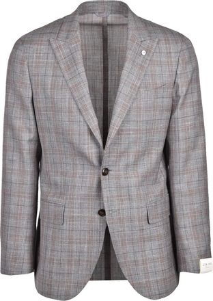 L.B.M. 1911 Jacket Wool Silk Linen - Grey/Brown