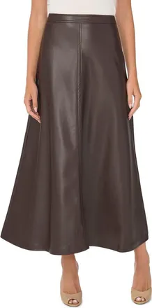 Vince Camuto Faux Leather A-Line Skirt in Chocolate at Nordstrom, Size X-Large