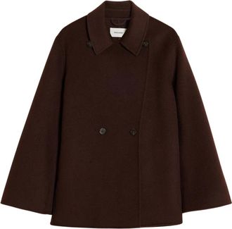 Holzweiler Donkerbruine Wol Peacoat - Dames - Mantel - Bruin - S - Wol - Jassen