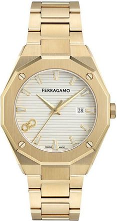 Ferragamo Edge Chronograph Bracelet Watch, 40mm in Yellow Gold at Nordstrom