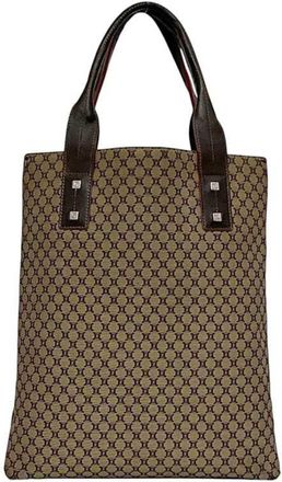 Celine Beige Brown Nylon Leather Tote Bag (Pre-Owned)