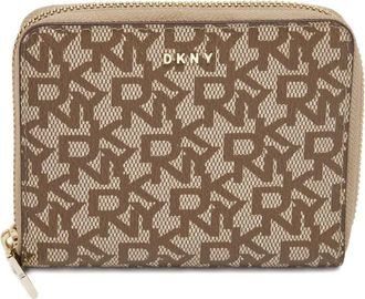 DKNY Gecoate canvas portemonnee met monogram-patroon - Beige