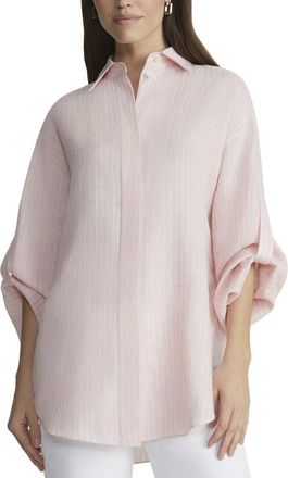 Lafayette 148 New York Tab Sleeve Linen Blouse