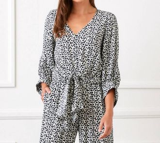 Karen Kane Blouson Sleeve Tie-Front Top In Print