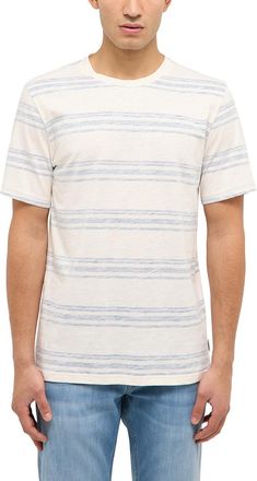 Mustang T-Shirt MUSTANG MU-Austin Streifenprint, Herren, Gr. XL, blau, wei&szlig;, gestreift, Jersey, Obermaterial: 100% Baumwolle, gestreift, normal normal, Rundha