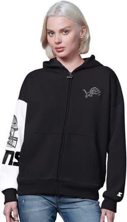 Starter Womens Starter Black Detroit Lions 4th Down Full-Zip Hoodie at Nordstrom, Size Xx-Large