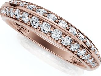 Pompeii3 F/VS.39Ct Double Row Pave Diamond Wedding Ring 14k Gold Lab Grown
