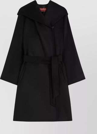 Max Mara waist belted hooded coat with long sleeves
