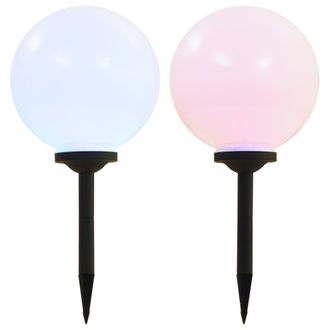 vidaXL L&aacute;mparas Solares Esf&eacute;ricas De Exterior 2 Uds Led Rgb 30 Cm Vidaxl