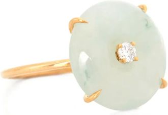 Yi Collection 18K yellow gold jade and diamond spin ring