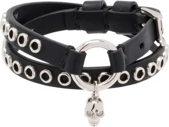 Alexander McQueen Black Skull Wrap Around Bracelet