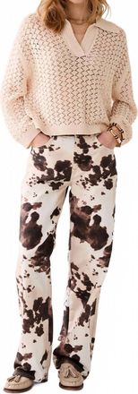 Summum Womens Baggy Straight Leg Trousers In Cow Print