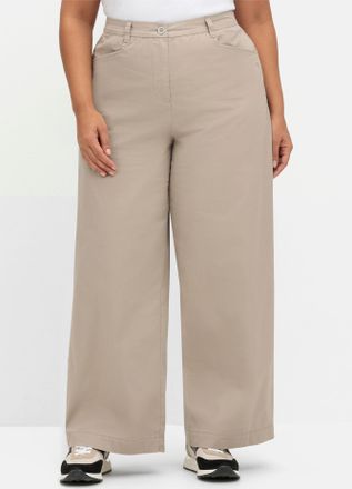 Sheego Stretch-Hose SHEEGO, Damen, Gr. 40, Normalgr&ouml;ssen, grau (helltaupe), 98% Baumwolle, 2% Elasthan, unifarben, Hosen Stretch-Hose