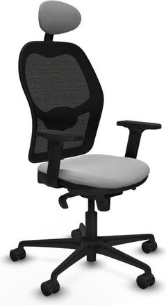 Piqueras y Crespo Jorquera Sincro Malla Negra Similpiel Gris Claro Brazos 2d Base Nailon Cabecero Fijo Ruedas 65mm Nailon