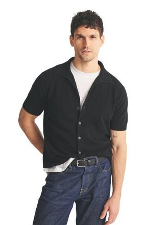 Naadam Signature Cashmere Short Sleeve Button Down in Black at Nordstrom, Size X-Small
