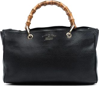 Gucci Pre-owned Tote Bags, female, Black, Size: ONE SIZE Pre-owned Bamboo Handle Leather Tote