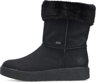 Rieker Nachtzwarte Korte Laarzen met Bontkraag - Dames - Winterlaarzen - Zwart - 37 EU - Schoenen