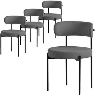ML Design Ml-design Juego De 4 Sillas De Comedor Asientos Tapizados En Tejido Teddy Gris Y Patas De Metal Negro Muebles Ergon&oacute;micos Elegantes Sill&oacute;n De Dise&ntilde;o M