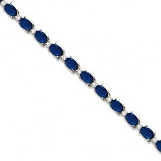 Allurez Blue Sapphire & Diamond Tennis Bracelet 14k White Gold (12.00ct)
