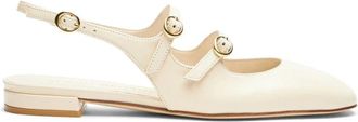 Stuart Weitzman Mary Jane Slingback Schoenen - Dames - Ballerinas - Wit - 38 1/2 EU - Leer - Schoenen