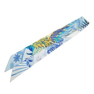 Herm&egrave;s Pre-owned Scarves, female, Blue, Size: ONE SIZE Pre-owned Mythiques Phoenix Coloriage Twilly Scarf