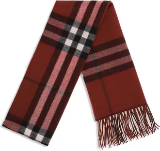 Burberry Cashmere Check Scarf - Red