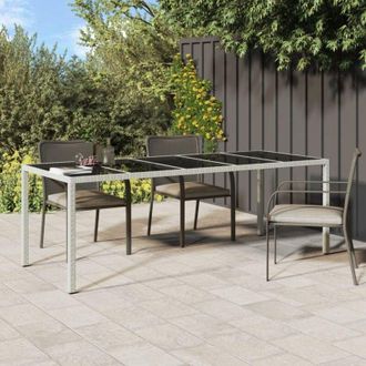 vidaXL Vidaxl - Tavolo Giardino Bianco 250x100x75 cm Polyrattan Vetro Temperato