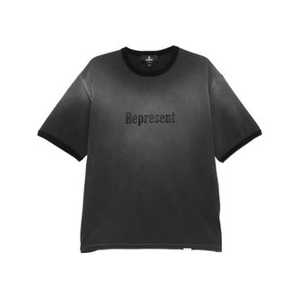 Represent T-Shirts, male, Gray, Size: 2XL Logo Detail Round Neck T-shirt