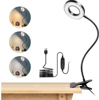 OEM L&aacute;mpara De Escritorio Led Flexible De 48 Led Con Clip De 360&deg;, L&aacute;mpara De Lectura, 3 Modos De Iluminaci&oacute;n Y 10 Niveles De Brillo, L&aacute;mpara De Escritori