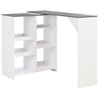 Berkfield Home Bar Table with Moveable Shelf White 138x39x110 cm | Size: 138 x 39 x 110 cm