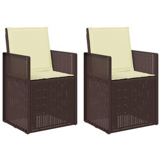 vidaXL Sillas De Comedor De Jard&iacute;n 2 Pcs Marr&oacute;n Y Crema Pp Vidaxl