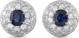 Luxury Bazaar Platinum 1.32ct Diamond and Sapphire Earrings MF21-041026