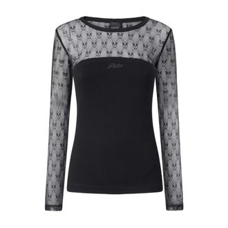 Pinko Long Sleeve Tops, female, Black, Size: XS Violinista T-shirt Costina